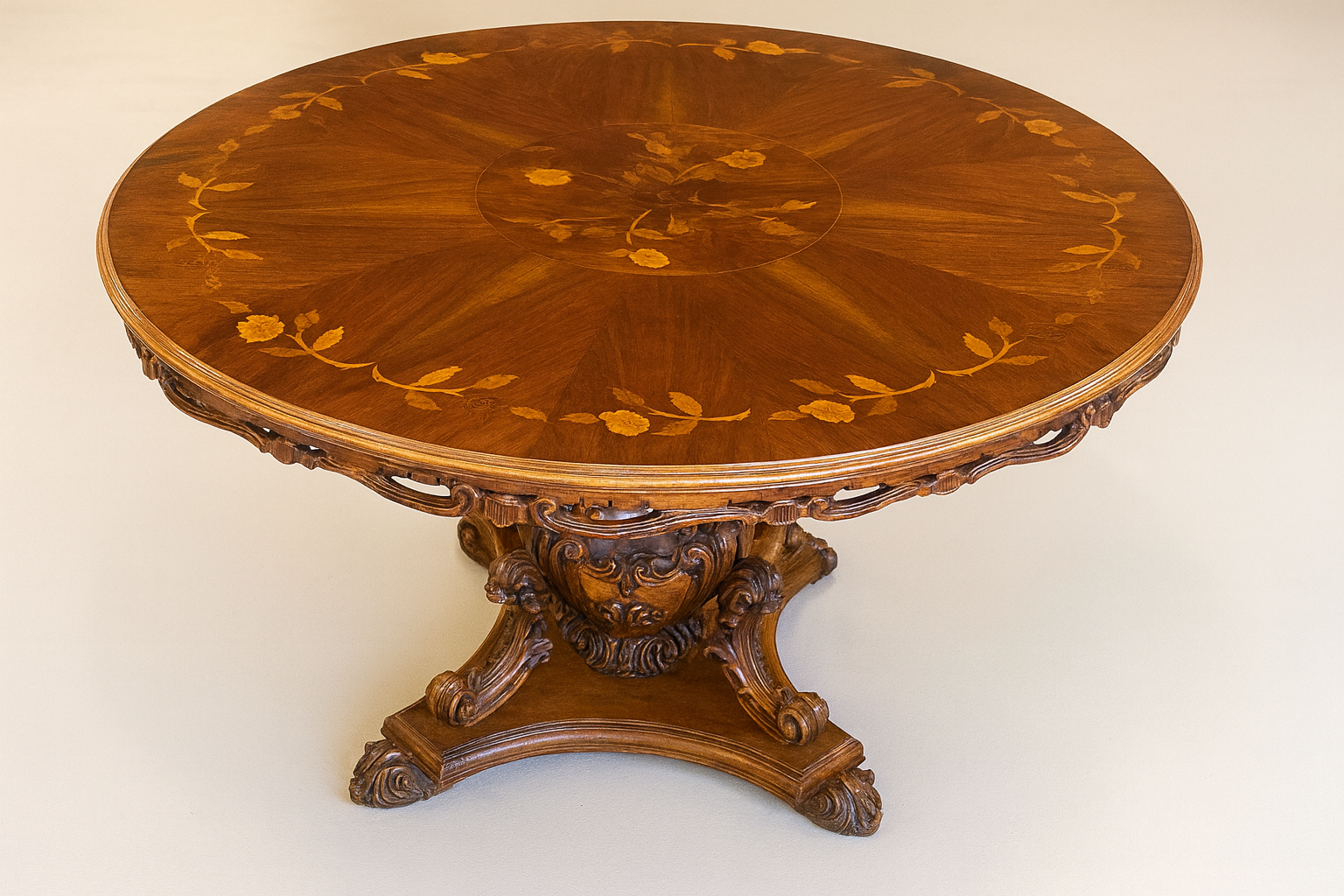 Antique French Walnut Marquetry Center Table- Late 18th to early 19th Century - Image 3